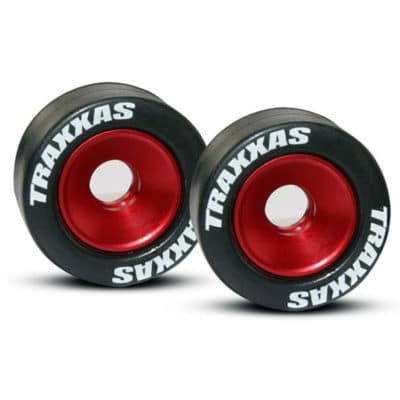 roues alu anodisees rouge pour barre wheelie bar 2 5186